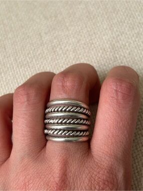 Sterling Multi-Band Rope Detail Ring